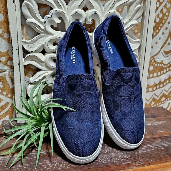 Coach Allegra Slip On Sneaker Navy Blue Women's Size 6B - Picture 1 of 10